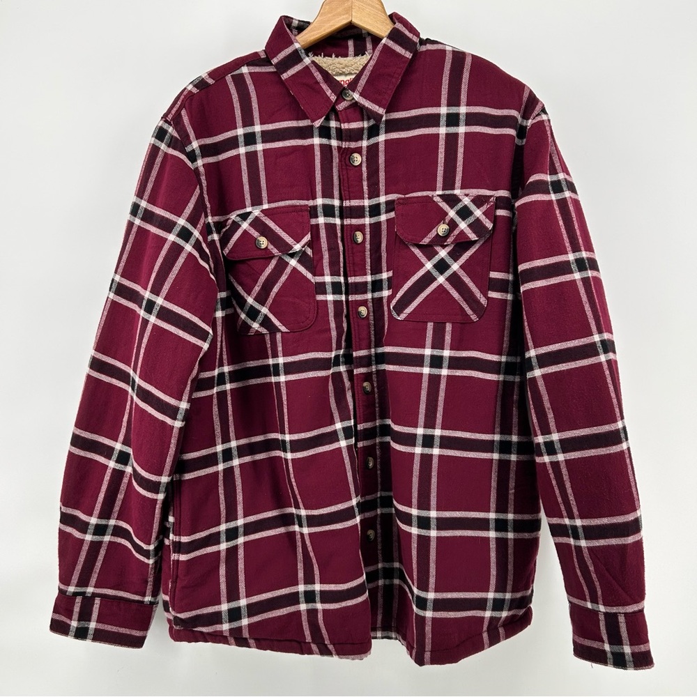 Wrangler Authentics Sherpa Lined Flannel Shacket Mens M Plaid Jacket Workwear